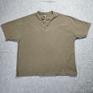 VINTAGE Carhartt Shirt Size XXL Olive Herringbone Textured Short Sleeve Henley